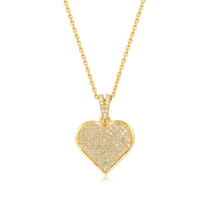 Solid Gold 0.2ct Natural Diamond Heart Love Charm Pendant Necklace