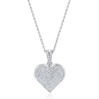 Solid Gold 0.2ct Natural Diamond Heart Love Studded Small Charm Necklace