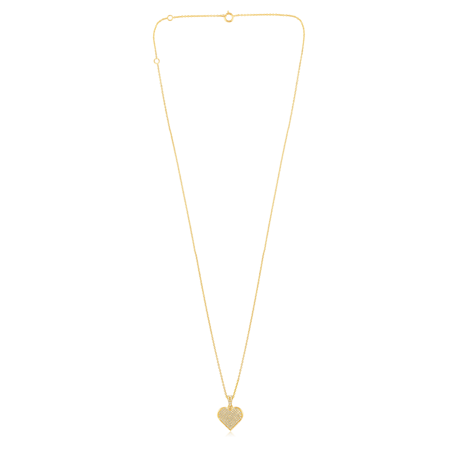 Solid Gold 0.2ct Natural Diamond Heart Love Charm Pendant Necklace