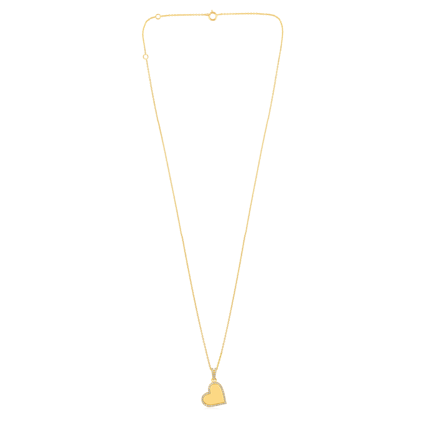 Solid Gold 0.1ct Natural Diamond Heart Bubble Tilt Pendant Necklace
