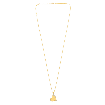 Solid Gold 0.1ct Natural Diamond Heart Bubble Tilt Pendant Necklace