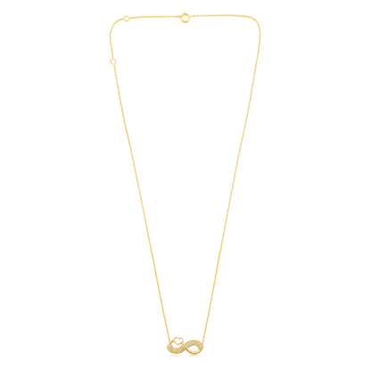 Solid Gold 0.2ct Natural Diamond Infinity Heart Cluster Charm Necklace