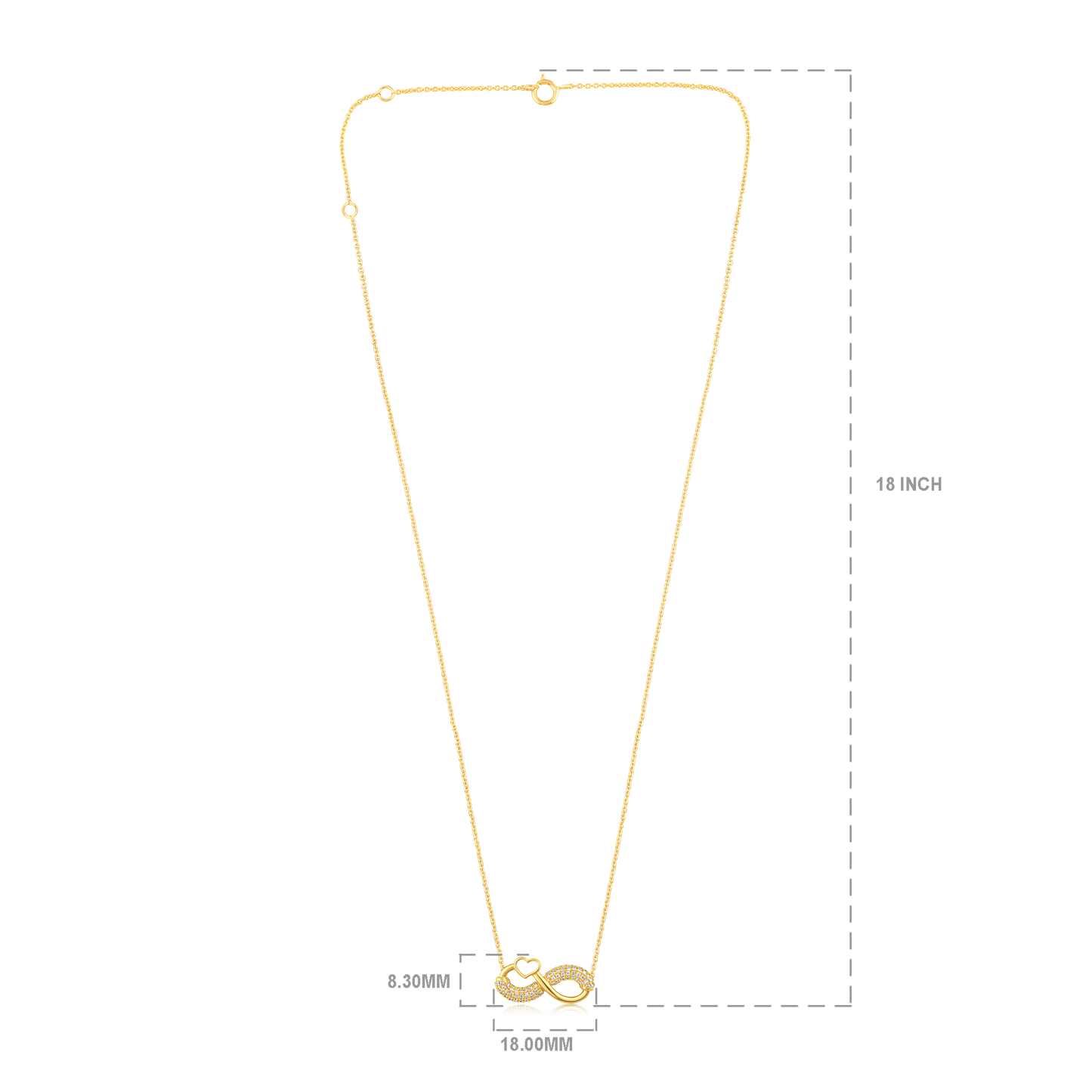 Solid Gold 0.2ct Natural Diamond Infinity Heart Cluster Charm Necklace