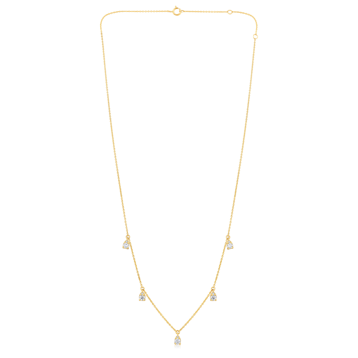 Solid Gold 0.53ct Natural Diamond Pear By Yard Drop Station Necklace