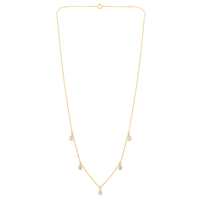 Solid Gold 0.53ct Natural Diamond Pear By Yard Drop Station Necklace