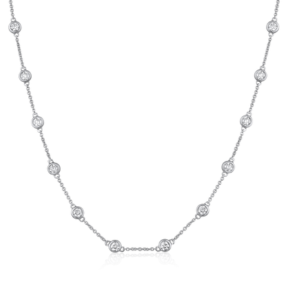 Solid Gold 3ct Natural Diamond By-Yard Station Necklace