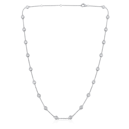Solid Gold 3ct Natural Diamond By-Yard Station Necklace