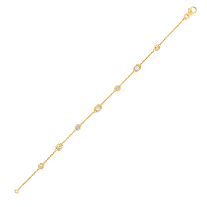 Solid Gold 1ct Natural Diamond Emerald Chain By Yard Station Bracelet