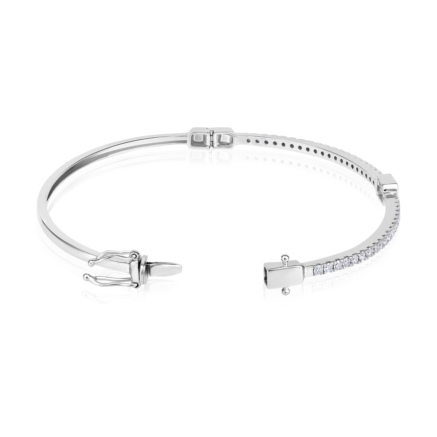 Solid Gold 1.5ct Natural Diamond Tennis Bangle Emerald Bracelet