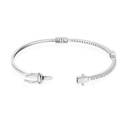 Solid Gold 1.5ct Natural Diamond Tennis Bangle Emerald Bracelet