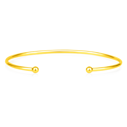 Solid Gold 0.11ct Natural Diamond Flex Thin Cuff Bangle Bracelet