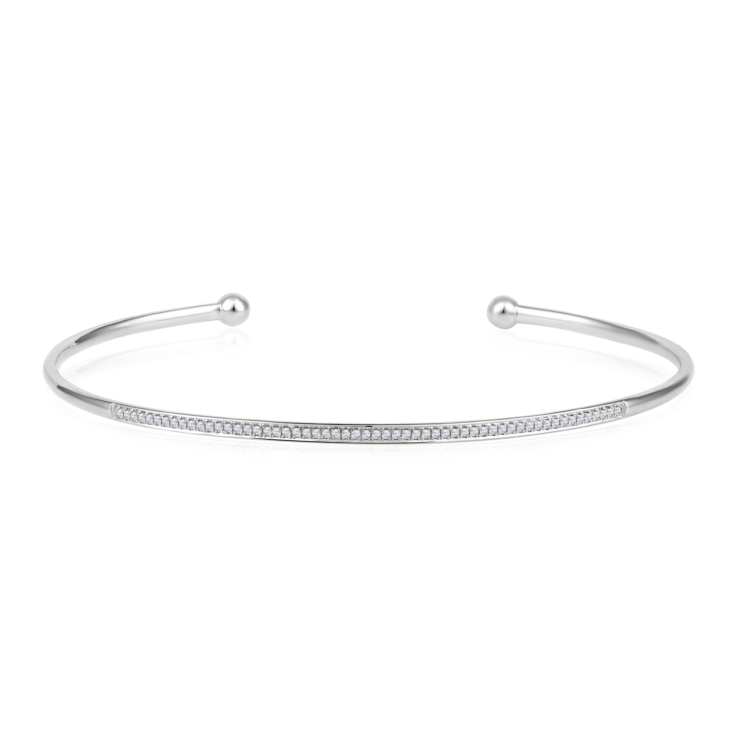 Solid Gold 0.11ct Natural Diamond Studded Thin Cuff Bangle Bracelet