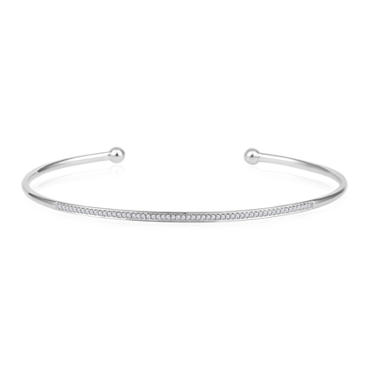 Solid Gold 0.11ct Natural Diamond Studded Thin Cuff Bangle Bracelet