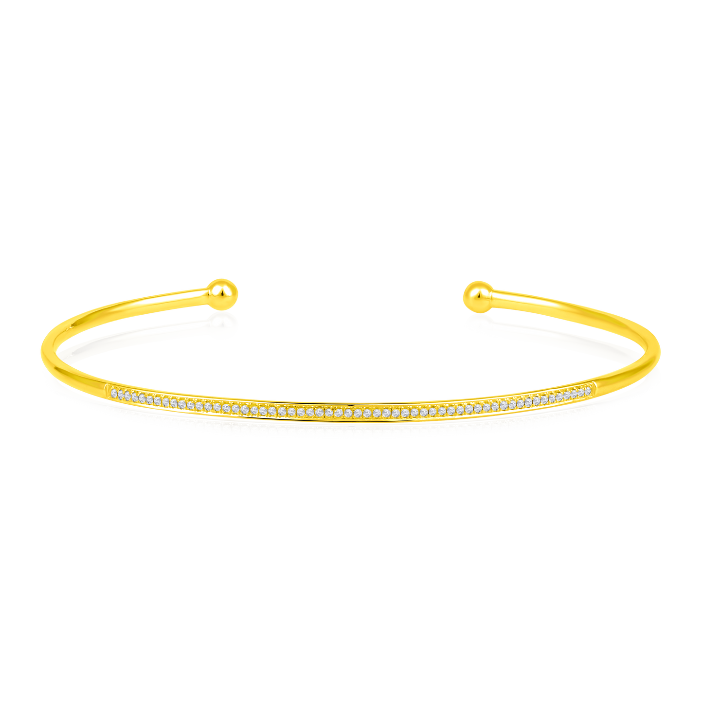 Solid Gold 0.11ct Natural Diamond Flex Thin Cuff Bangle Bracelet