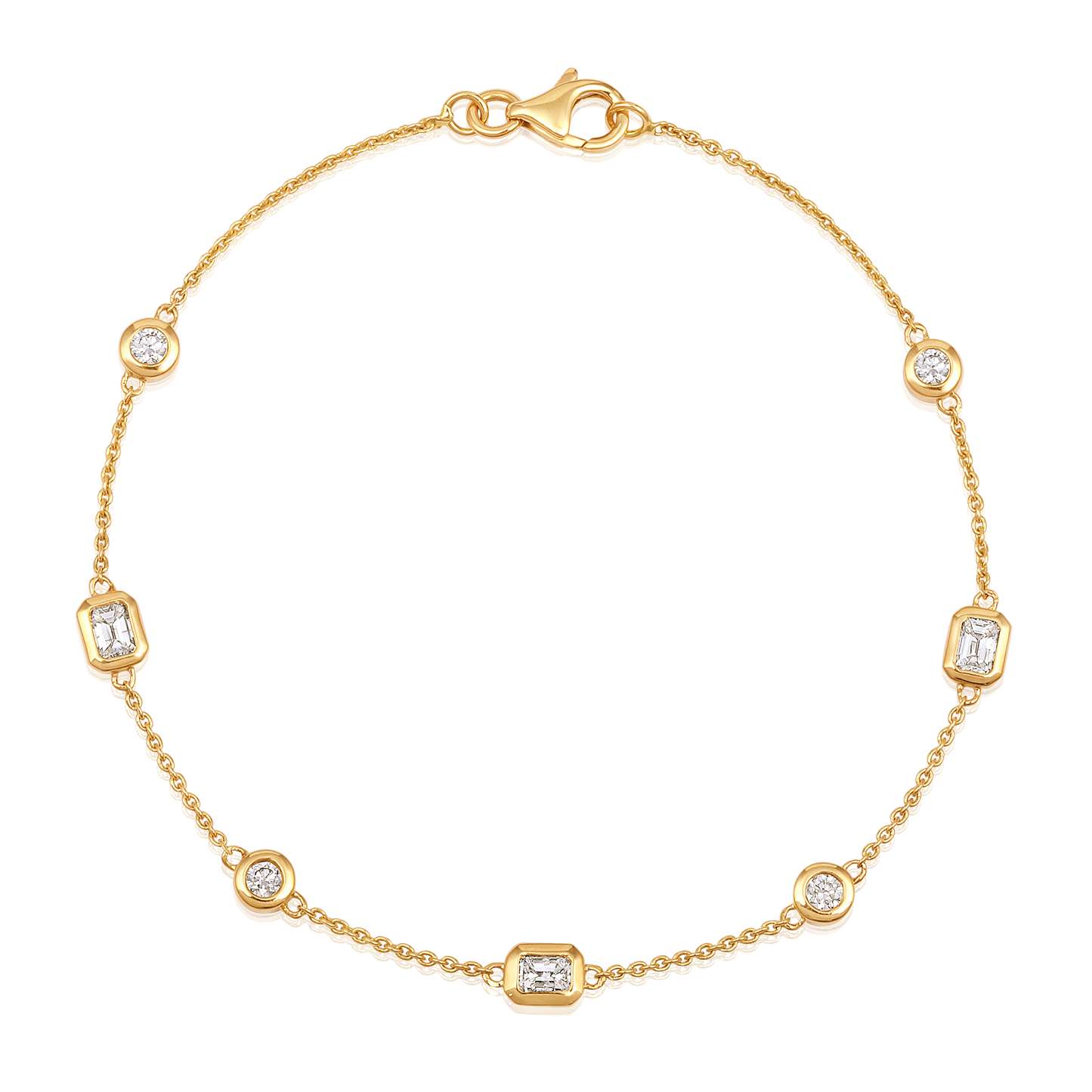 Solid Gold 1ct Natural Diamond Emerald Chain By Yard Station Bracelet