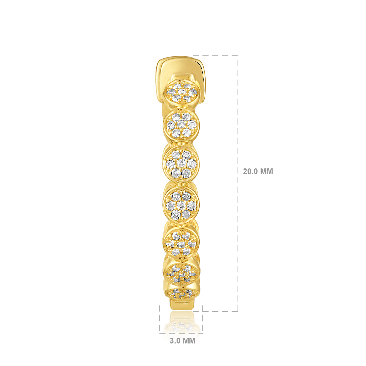 Solid Gold 0.3ct Natural Diamond 20mm Studded Bead Halo Hoop Earrings