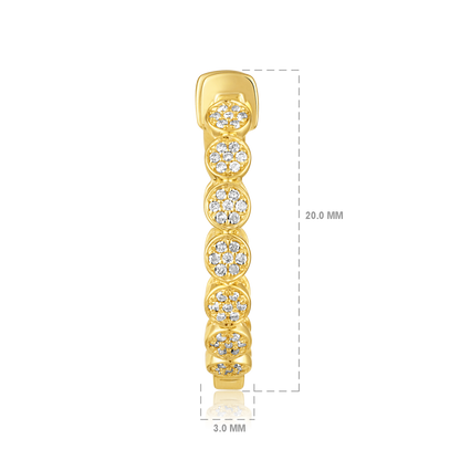 Solid Gold 0.3ct Natural Diamond 20mm Studded Bead Halo Hoop Earrings