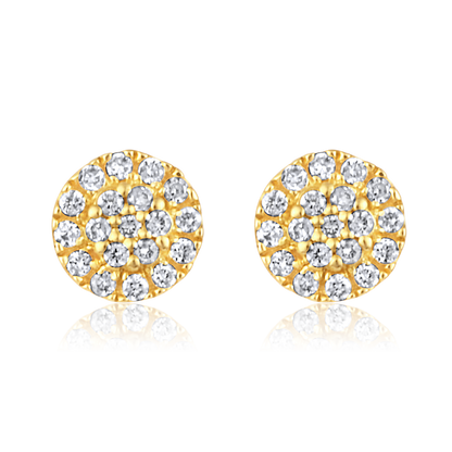 Solid Gold 0.1ct Natural Diamond Halo Round Studded Stud Earrings