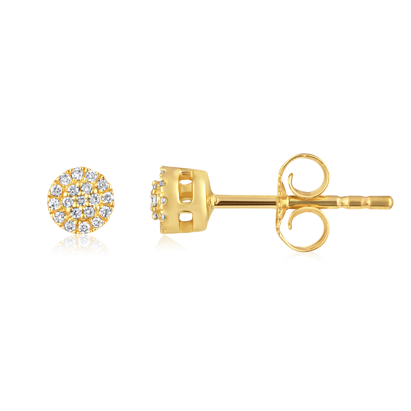 Solid Gold 0.1ct Natural Diamond Halo Round Studded Stud Earrings