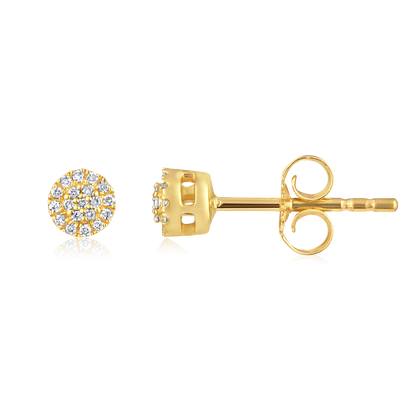 Solid Gold 0.1ct Natural Diamond Halo Round Studded Stud Earrings