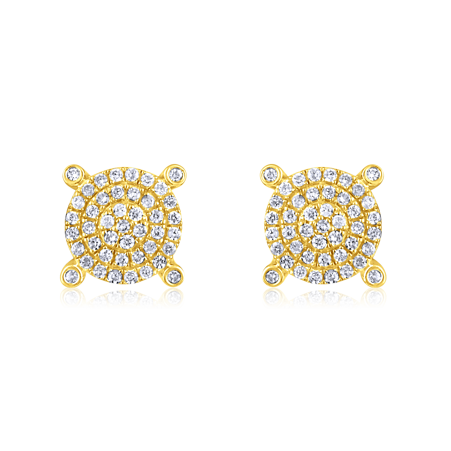 Solid Gold 0.2ct Natural Diamond Round Studded Prong Stud Earrings