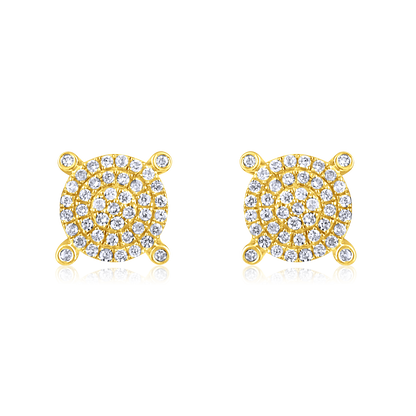 Solid Gold 0.2ct Natural Diamond Round Studded Prong Stud Earrings