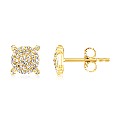 Solid Gold 0.2ct Natural Diamond Round Studded Prong Stud Earrings