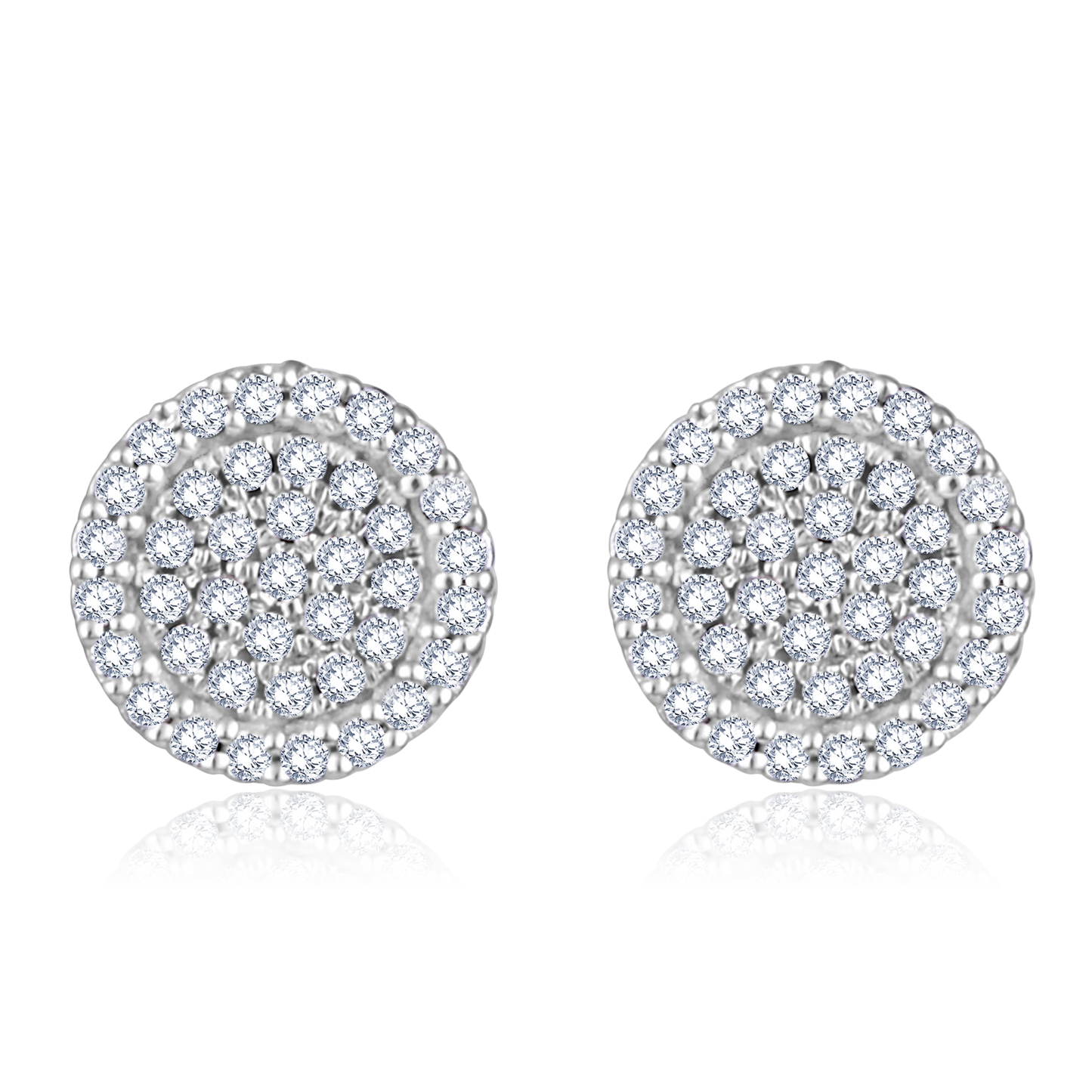 Solid Gold 0.14ct Natural Diamond Halo Round Studded Stud Earrings