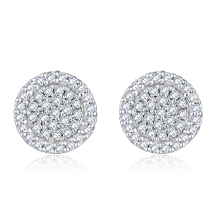 Solid Gold 0.14ct Natural Diamond Halo Round Studded Stud Earrings