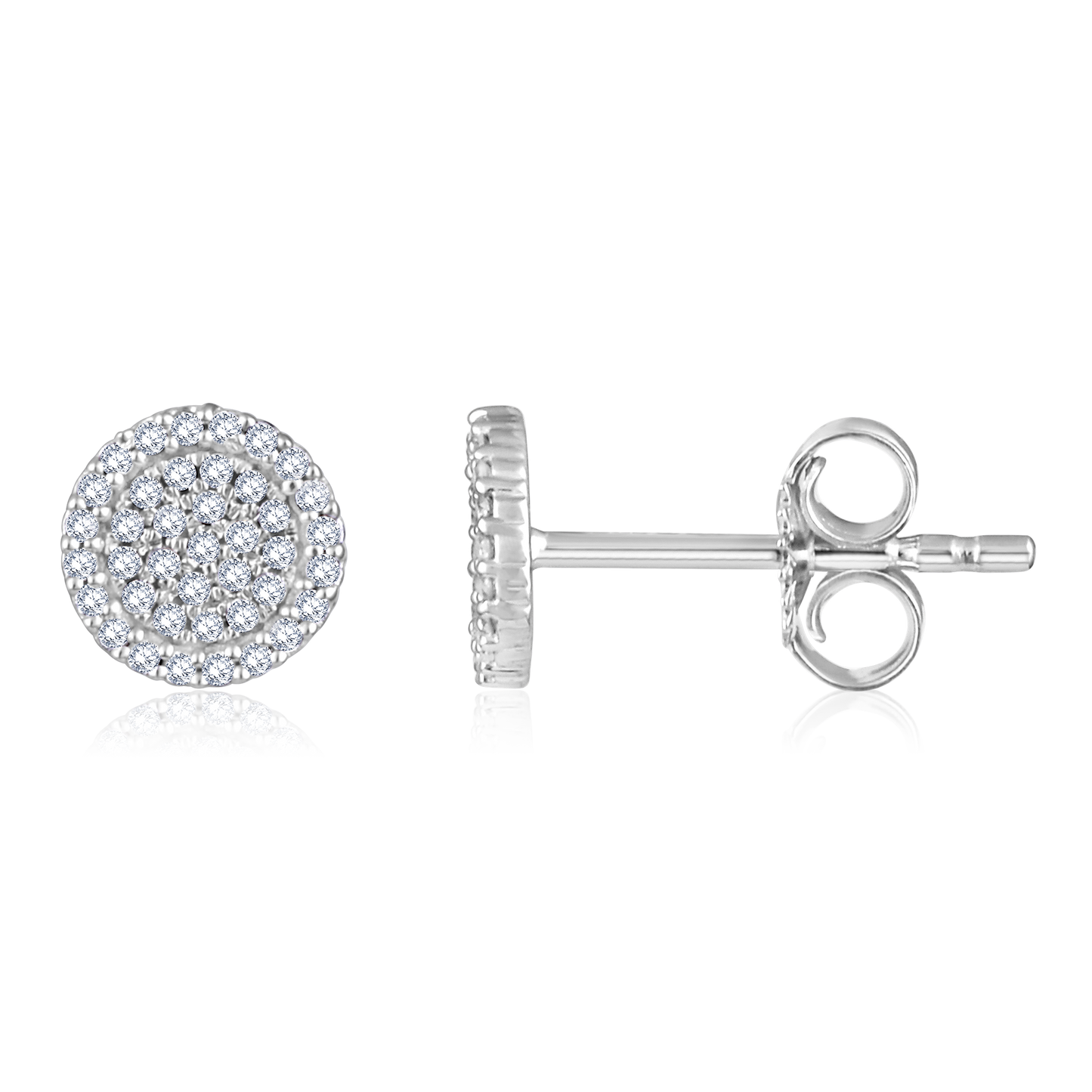 Solid Gold 0.14ct Natural Diamond Halo Round Studded Stud Earrings