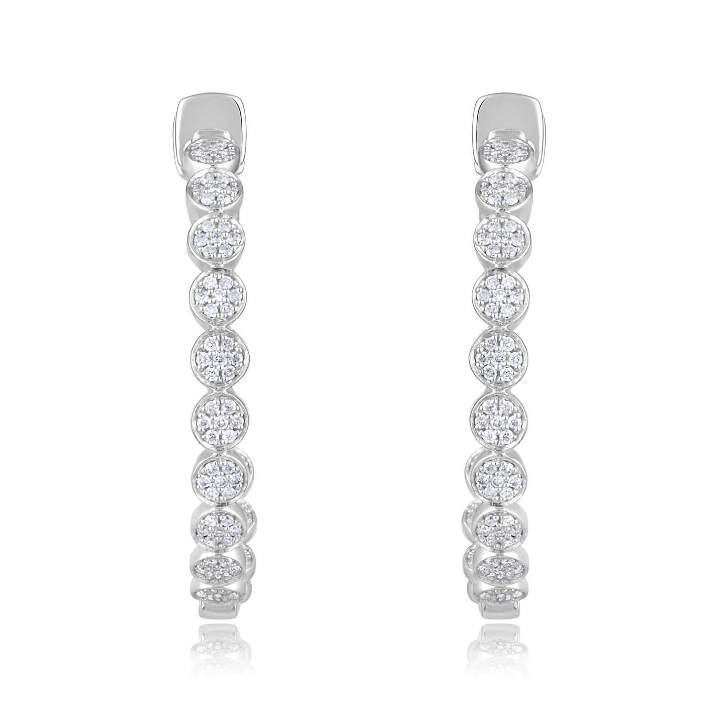 Solid Gold 0.3ct Natural Diamond Round Bezel Hoop Bead Earrings