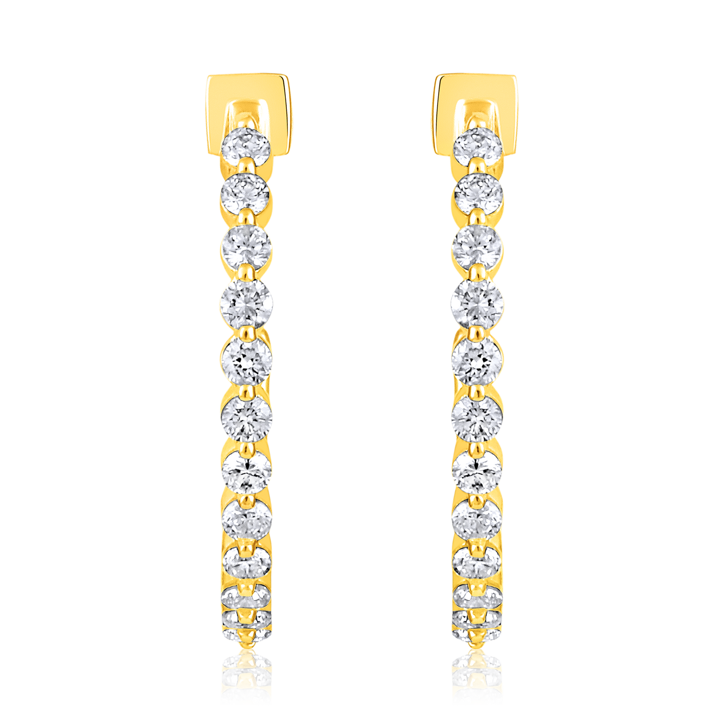 Solid Gold 0.5ct Natural Diamond Open Bead Hoop Stud Earrings