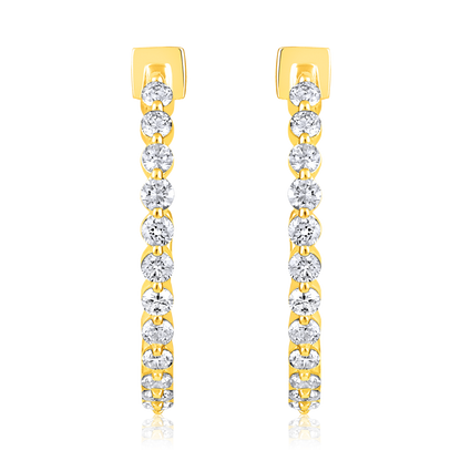 Solid Gold 0.5ct Natural Diamond Open Bead Hoop Stud Earrings