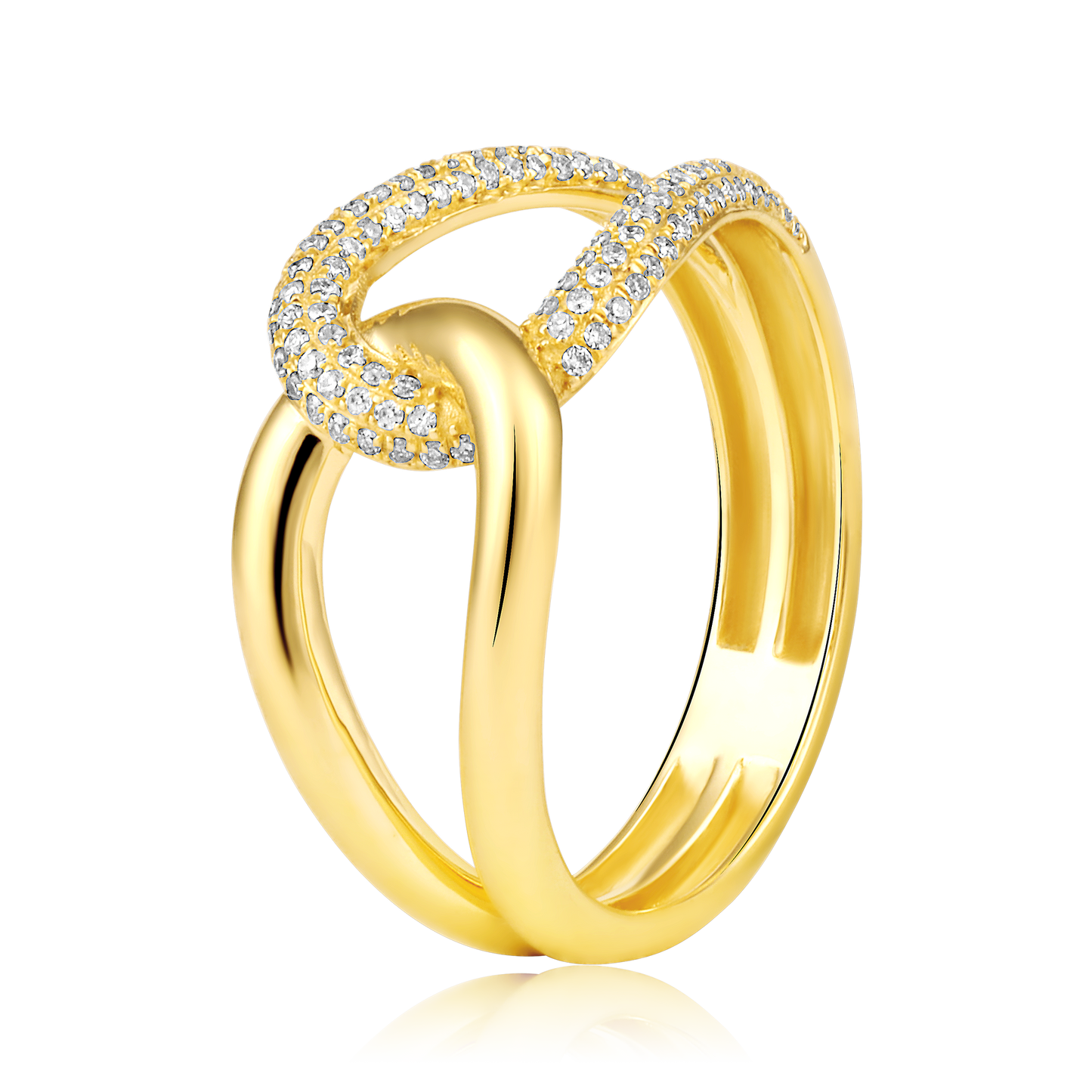 Solid Gold 0.21ct Natural Diamond Infinity Knot Twisted Intertwined Ring