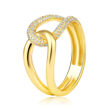 Solid Gold 0.21ct Natural Diamond Infinity Knot Twisted Intertwined Ring