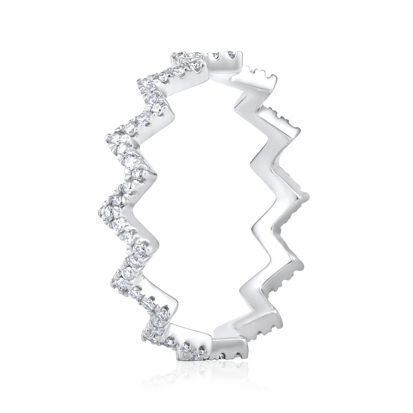 Solid Gold 0.4ct Natural Diamond Eternity Wave ZigZag Ring