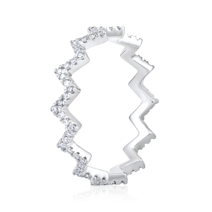 Solid Gold 0.4ct Natural Diamond Eternity Wave ZigZag Ring