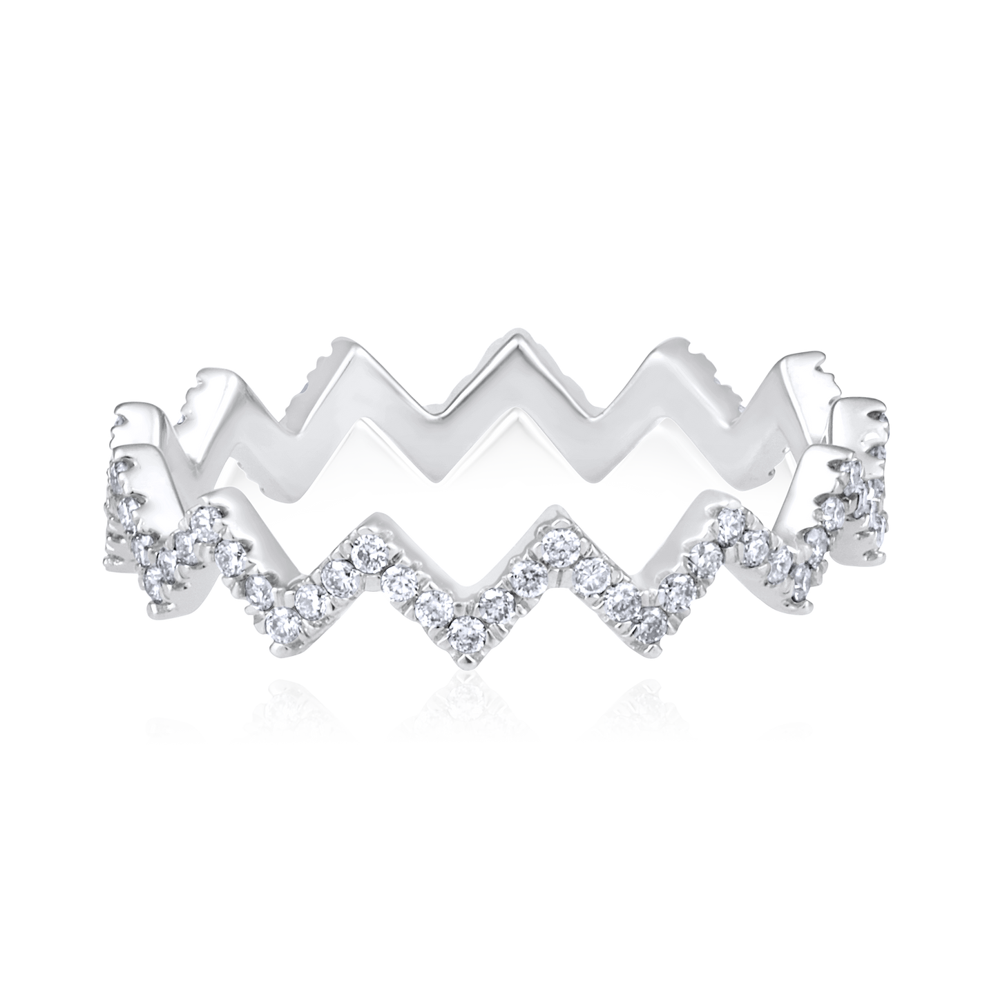 Solid Gold 0.4ct Natural Diamond Eternity Wave ZigZag Ring