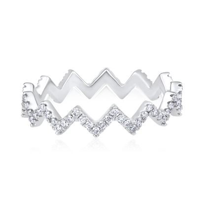 Solid Gold 0.4ct Natural Diamond Eternity Wave ZigZag Ring