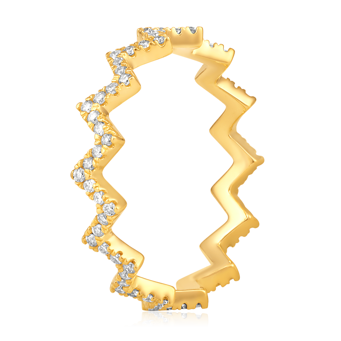 Solid Gold 0.4ct Natural Diamond Zig Zag Twist Wave Band Ring