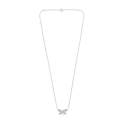 Solid Gold 0.14ct Natural Diamond Dragon Fly Charm Necklace