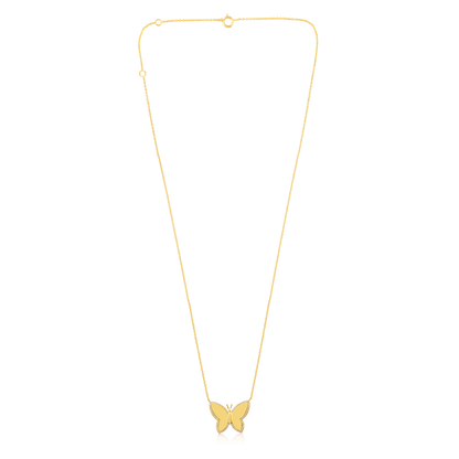 Solid Gold 0.13ct Natural Diamond Bubble Butterfly Pendant Necklace