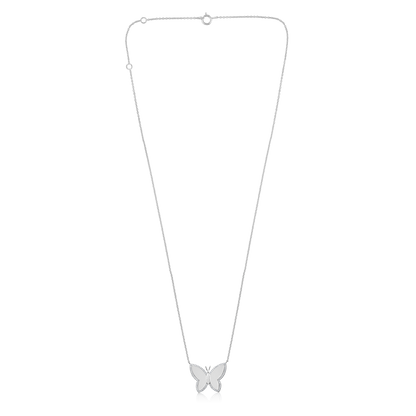 Solid Gold 0.12ct Natural Diamond Bubble Butterfly Halo Charm Necklace