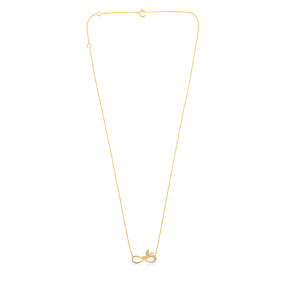 Solid Gold 0.07ct Natural Diamond Infinity Butterfly Charm Necklace