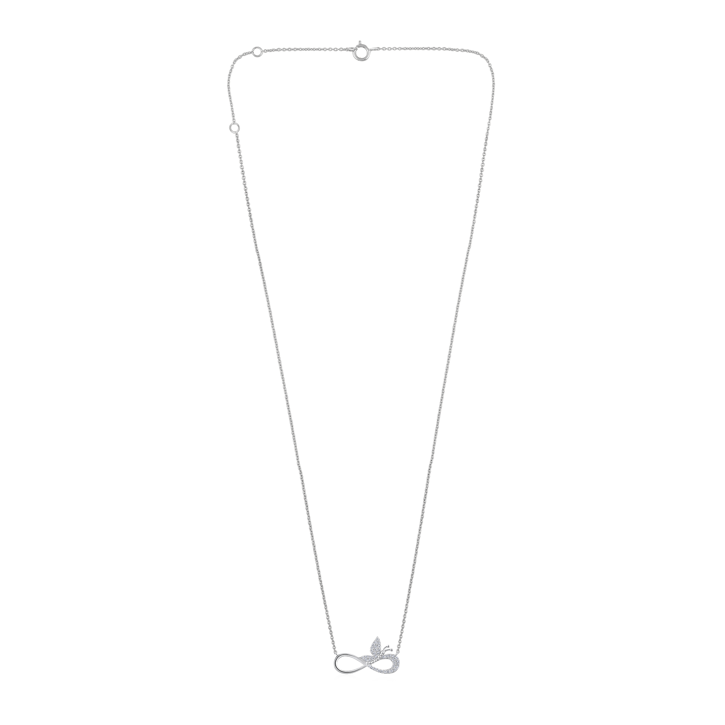 Solid Gold 0.1ct Natural Diamond Infinity Butterfly Necklace
