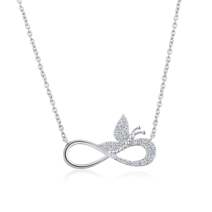 Solid Gold 0.1ct Natural Diamond Infinity Butterfly Necklace