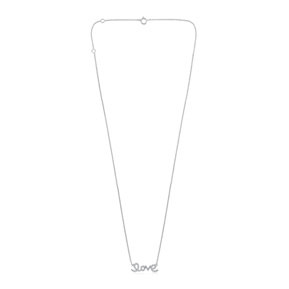Solid Gold 0.2ct Natural Diamond Love Alphabet Cursive Charm Necklace