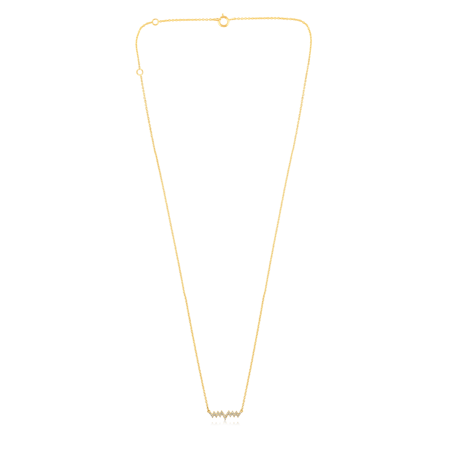 Solid Gold 0.06ct Natural Diamond Heart Beat Zig Zag Wave Necklace