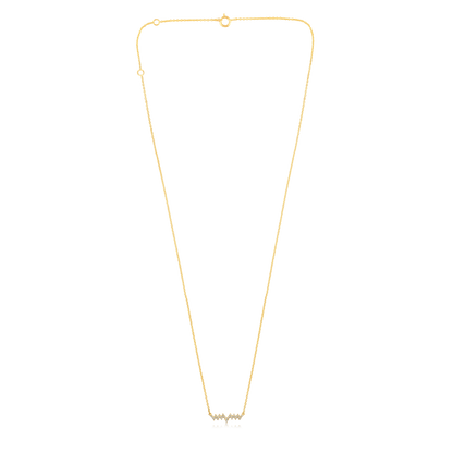 Solid Gold 0.06ct Natural Diamond Heart Beat Zig Zag Wave Necklace