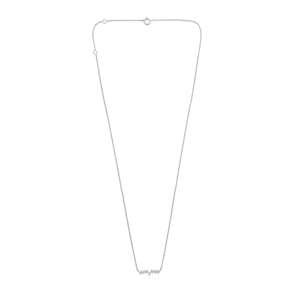 Solid Gold 0.1ct Natural Diamond Waves Heart Beat Bar Charm Necklace